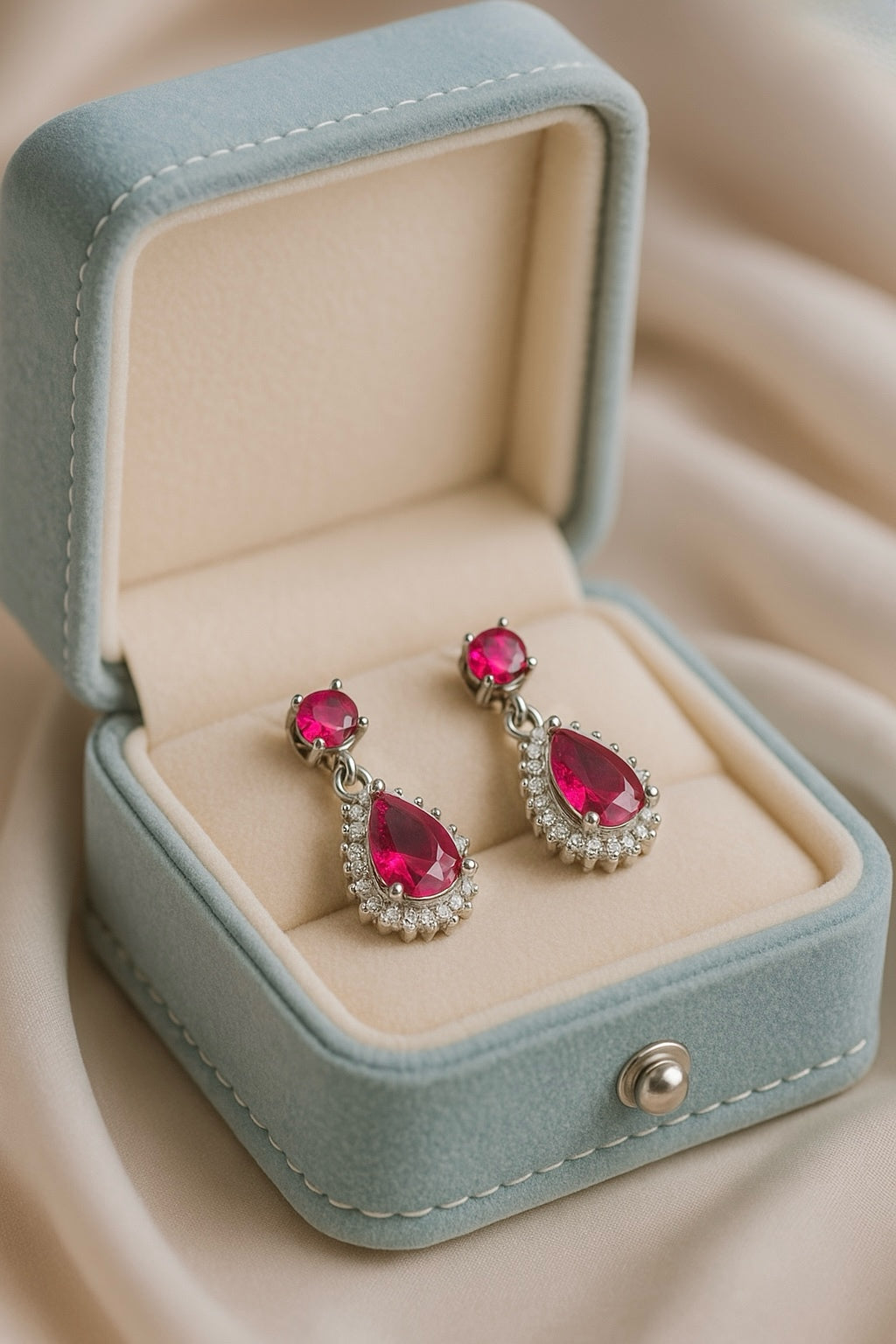 Premium Ruby Teardrop Dangle Earring | Women jewelry