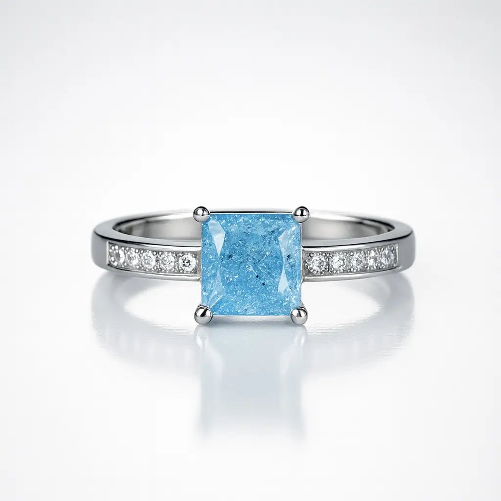 Ocean's Whisper — 925 Silver Aquamarine Rings for Serene Elegance