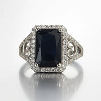 Eternal Midnight — 925 Silver Sapphire Rings for Timeless Elegance