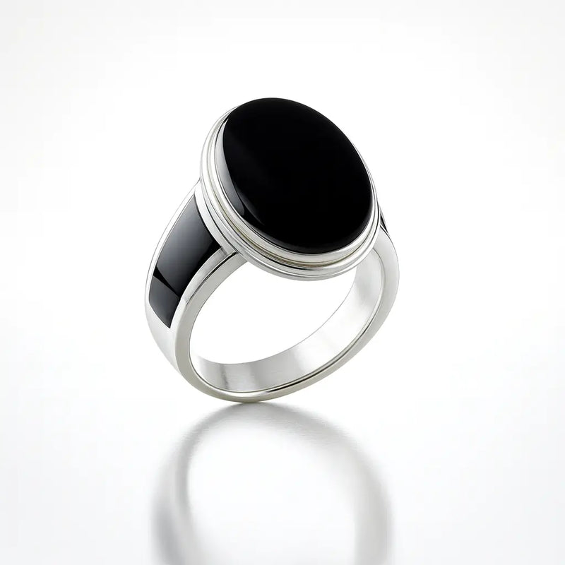 The Royal Shadow Rings — 925 Silver Men’s Vintage Onyx Band for Power, Legacy & Timeless Class