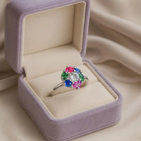 The Enchanted Blossom — 925 Silver Floral Rings for Vibrant Elegance