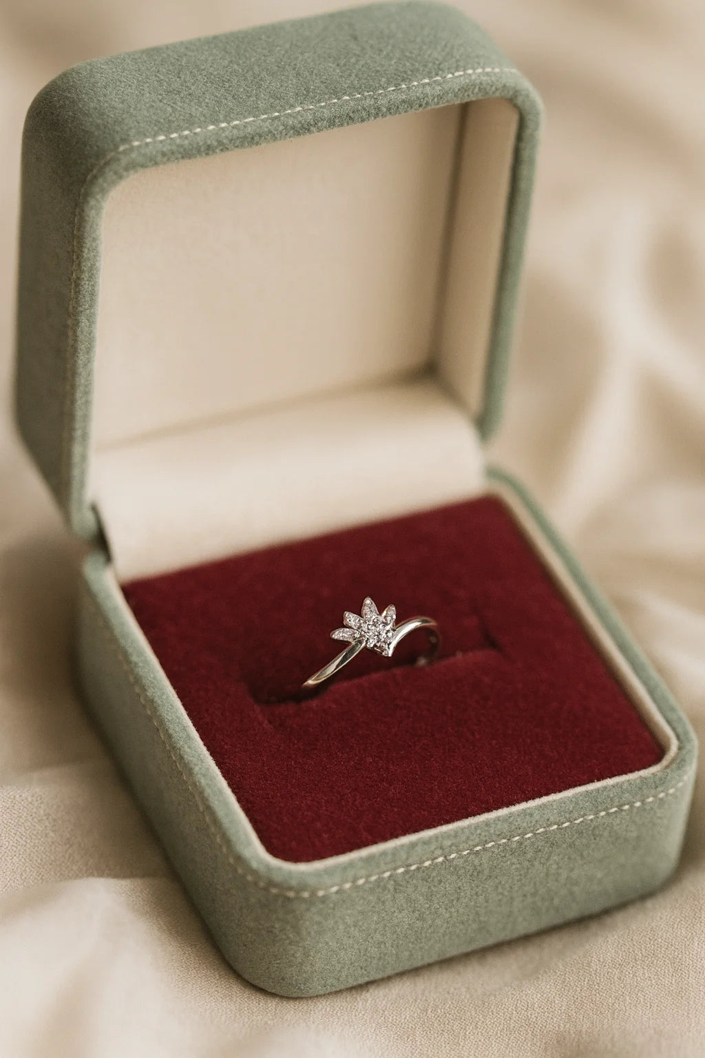 Dawn Petal Serenade — 925 Silver Diamond Rings for Love in Gentle Bloom