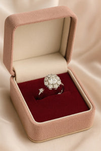 Eternal Radiance Bloom — 925 Silver Diamond Halo Rings for Promises in Full Light