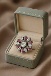 Radiant Blossom Ruby — 925 Silver Rings for a Blooming Love