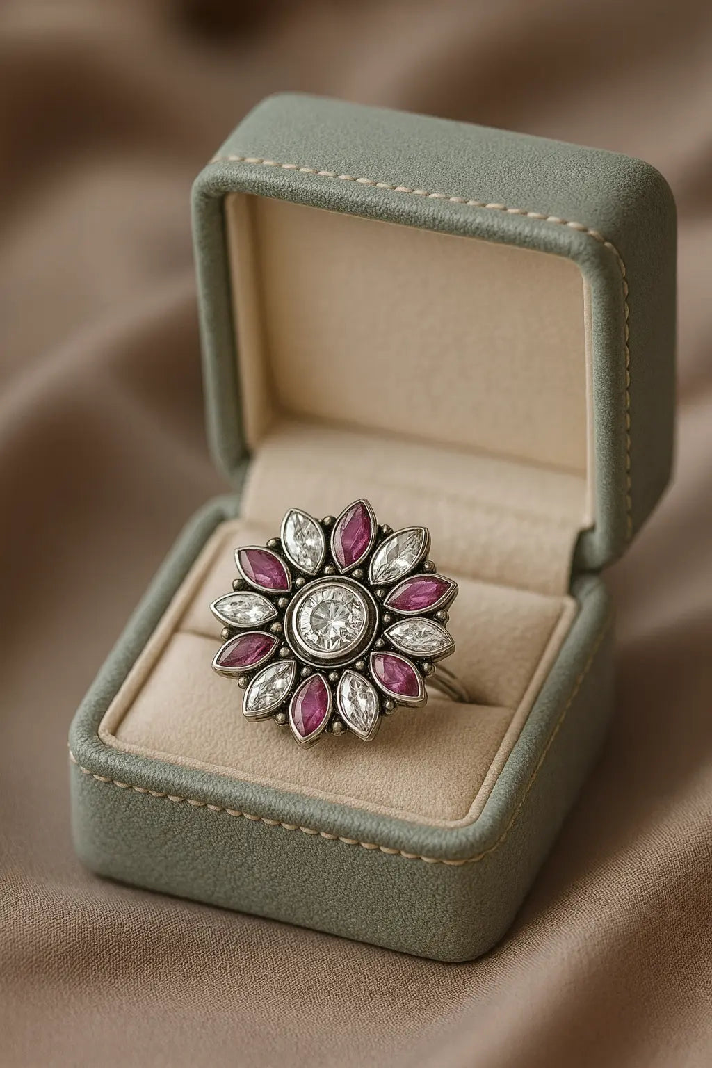 Radiant Blossom Ruby — 925 Silver Rings for a Blooming Love