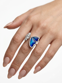 Ocean Whisper: Lapis Lazuli and Diamond Rings in Sterling Silver