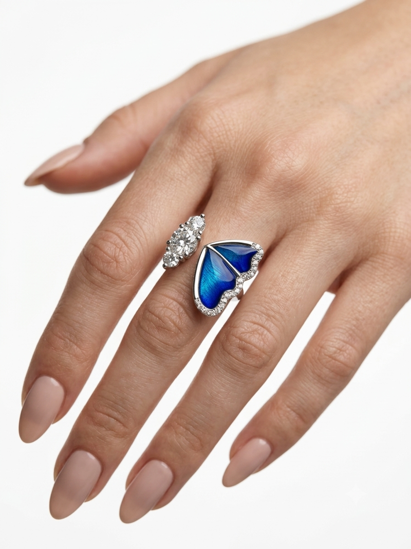 Ocean Whisper: Lapis Lazuli and Diamond Rings in Sterling Silver
