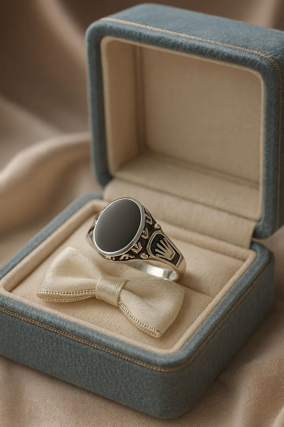 925 Pure Silver Black Onyx Men’s Vintage Royal Rings | Premium Oval Stone Statement Band with Antique Engraving