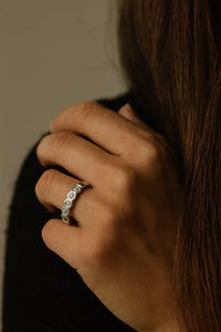 Hexagonal Sparkle—Stackable Silver Rings for Modern Sophistication