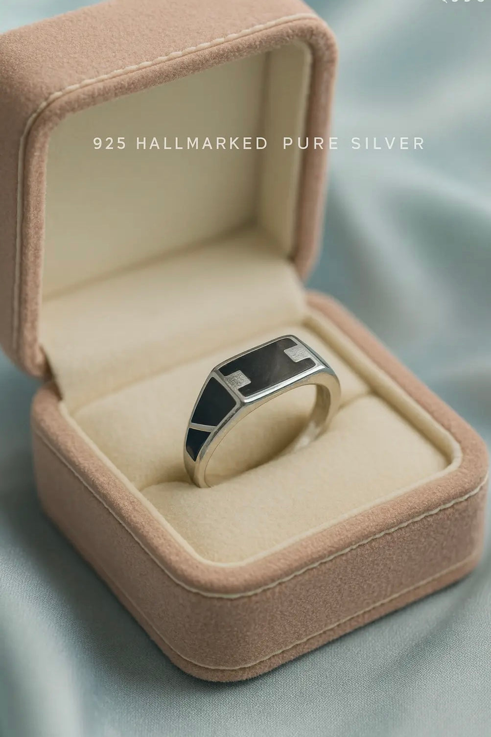 The Sovereign Band — Pure 925 Silver Men’s Rings with Deep Black Onyx Inlay