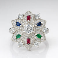 The Enchanted Blossom — 925 Silver Floral Rings for a Blooming Elegance
