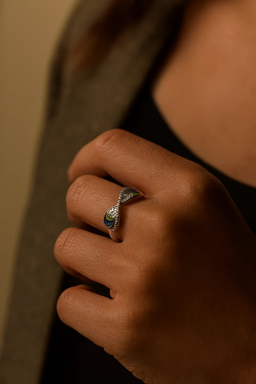 Prism Infinity Promise — 925 Silver Enamel Diamond Rings for Love in Full Color