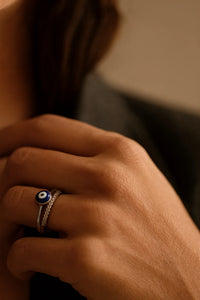 Enchanted Azure — 925 Silver Evil Eye Rings for Protective Elegance