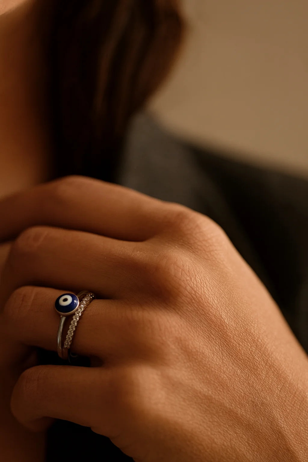 Enchanted Azure — 925 Silver Evil Eye Rings for Protective Elegance