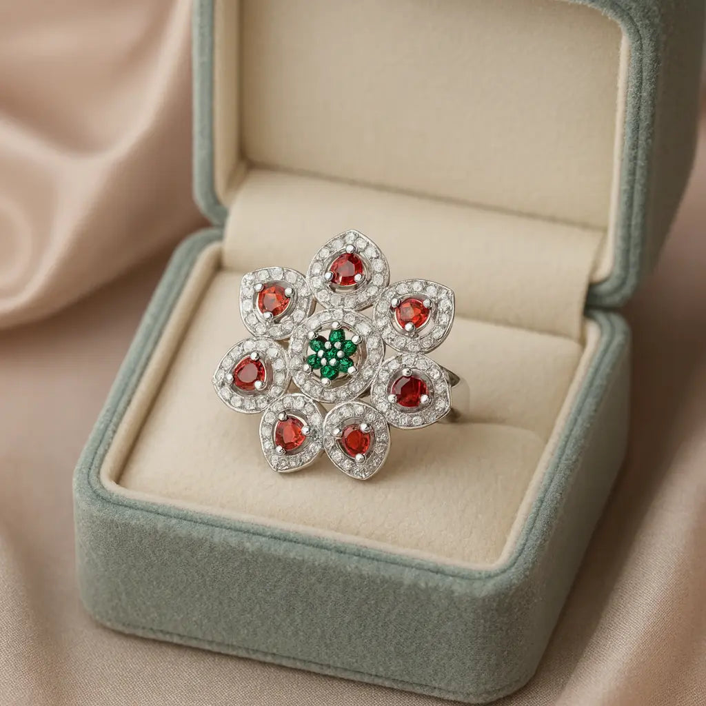 Enchanted Blossom — 925 Silver Floral Rings for a Blooming Elegance