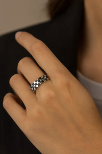 Midnight Checkmate Glory — Oxidised 925 Silver Statement Rings for Bold Souls