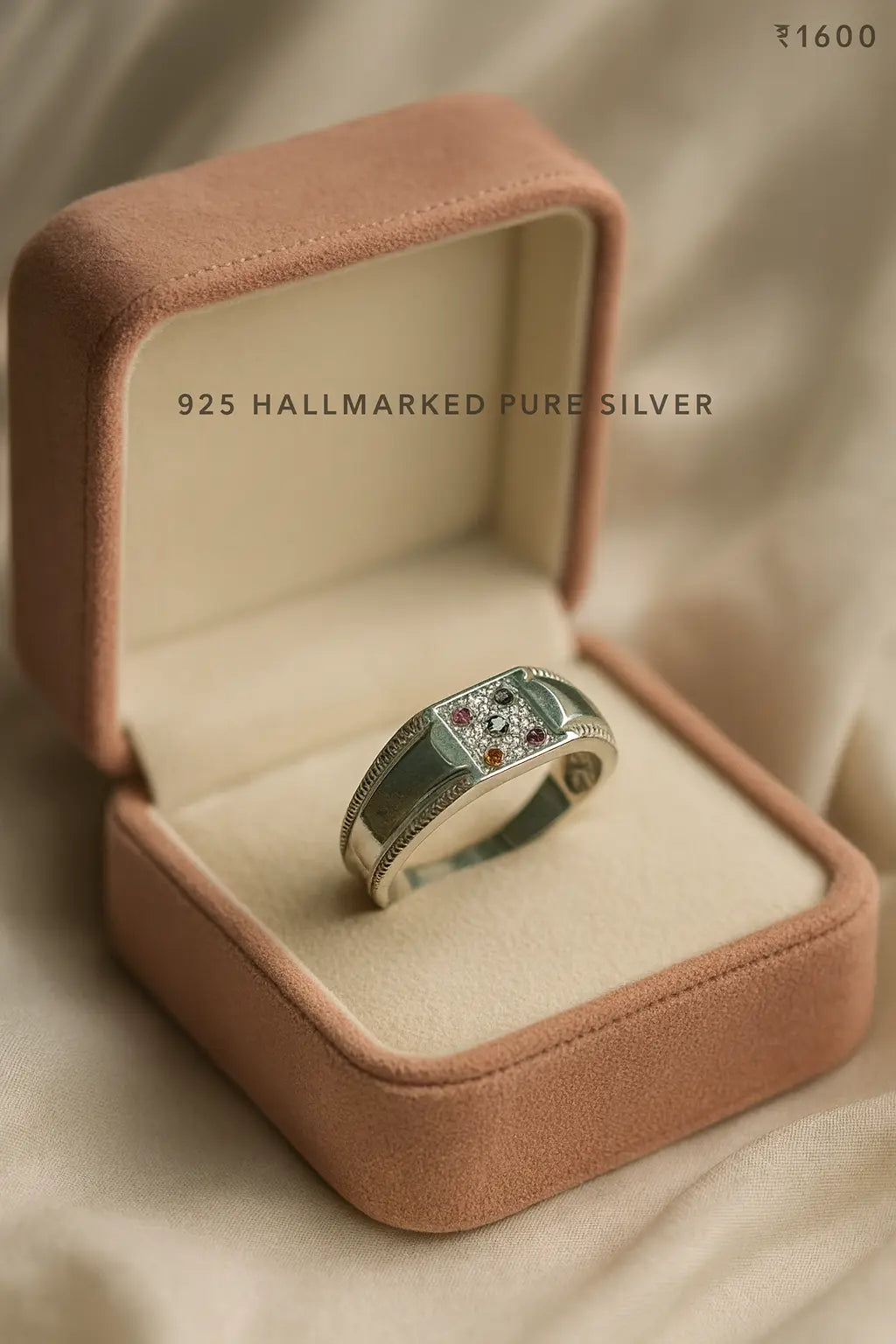 925 Pure Silver Multi-Stone Men’s Rings | Premium Designer Statement Ruby, Emerald & CZ Accents