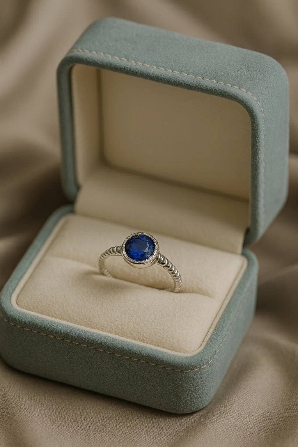 Ocean's Whisper — 925 Silver Rings with Sapphire Elegance