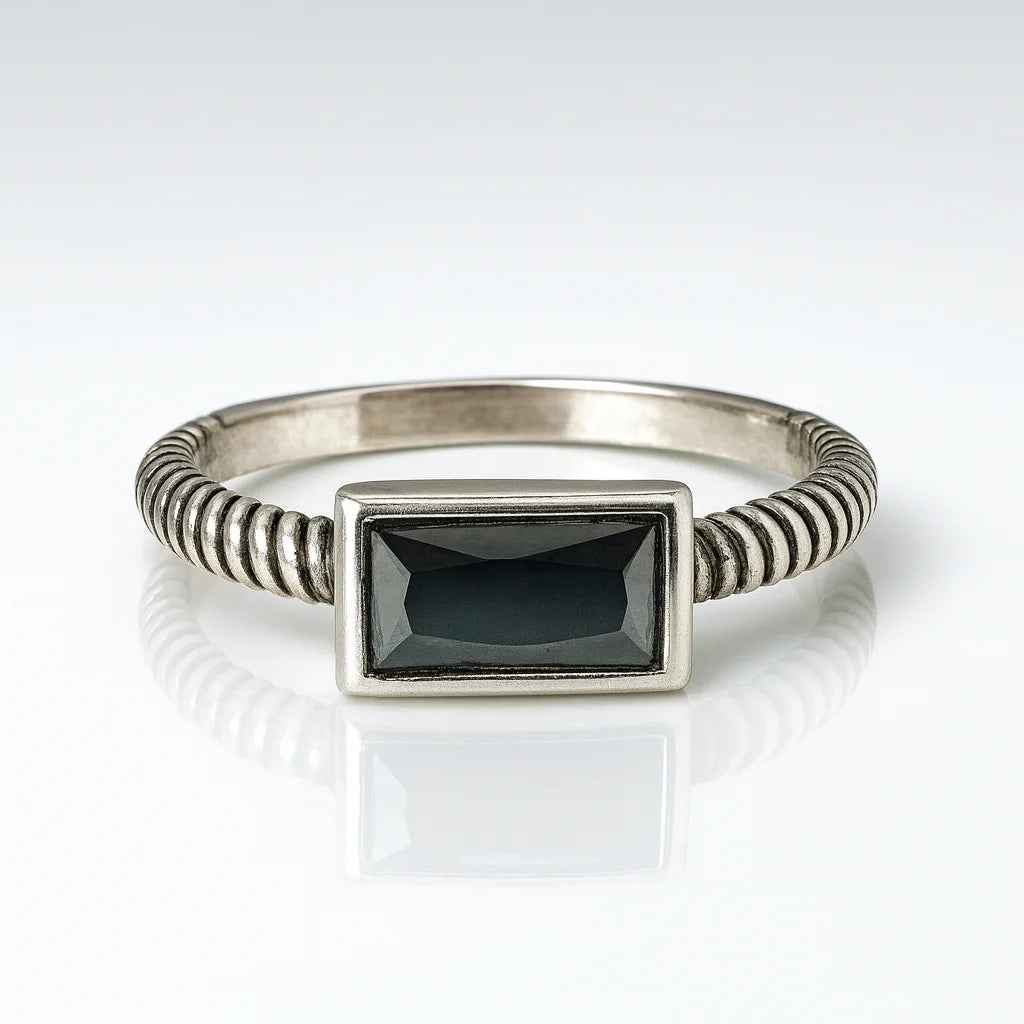 Shadow Serenade — 925 Silver Hematite Rings for Subtle Sophistication
