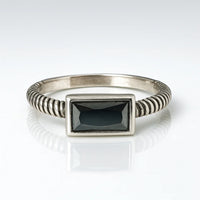 Shadow Serenade — 925 Silver Hematite Rings for Subtle Sophistication