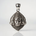 Divine Hanuman Pendant – Three-Face Protector Icon in Pure 925 Silver Hand-Carved Detail