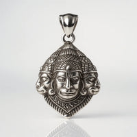Divine Hanuman Chain Pendant – Three-Face Protector Icon in Pure 925 Silver Hand-Carved Detail