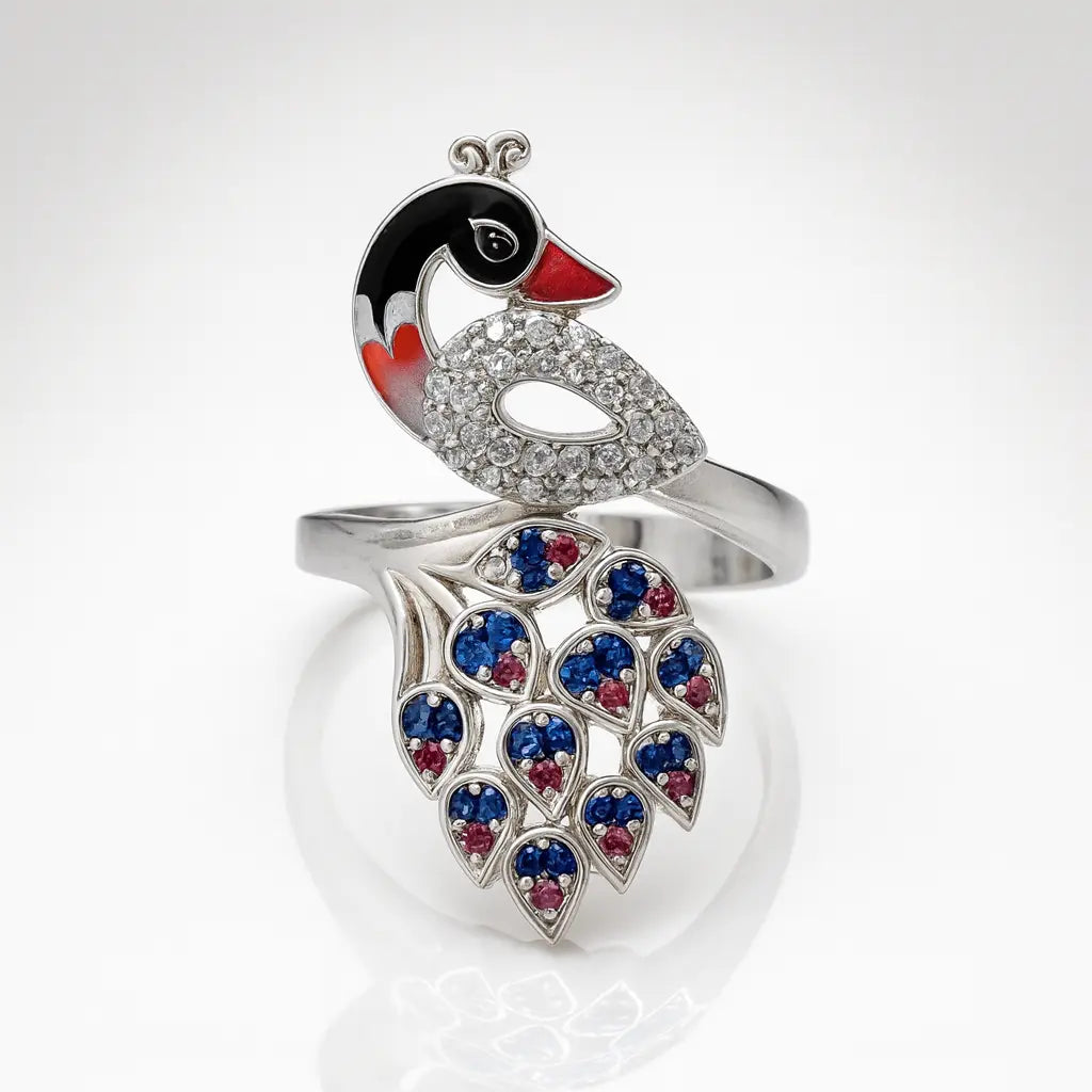 Peacock Elegance — 925 Silver Rings for a Dance of Colors