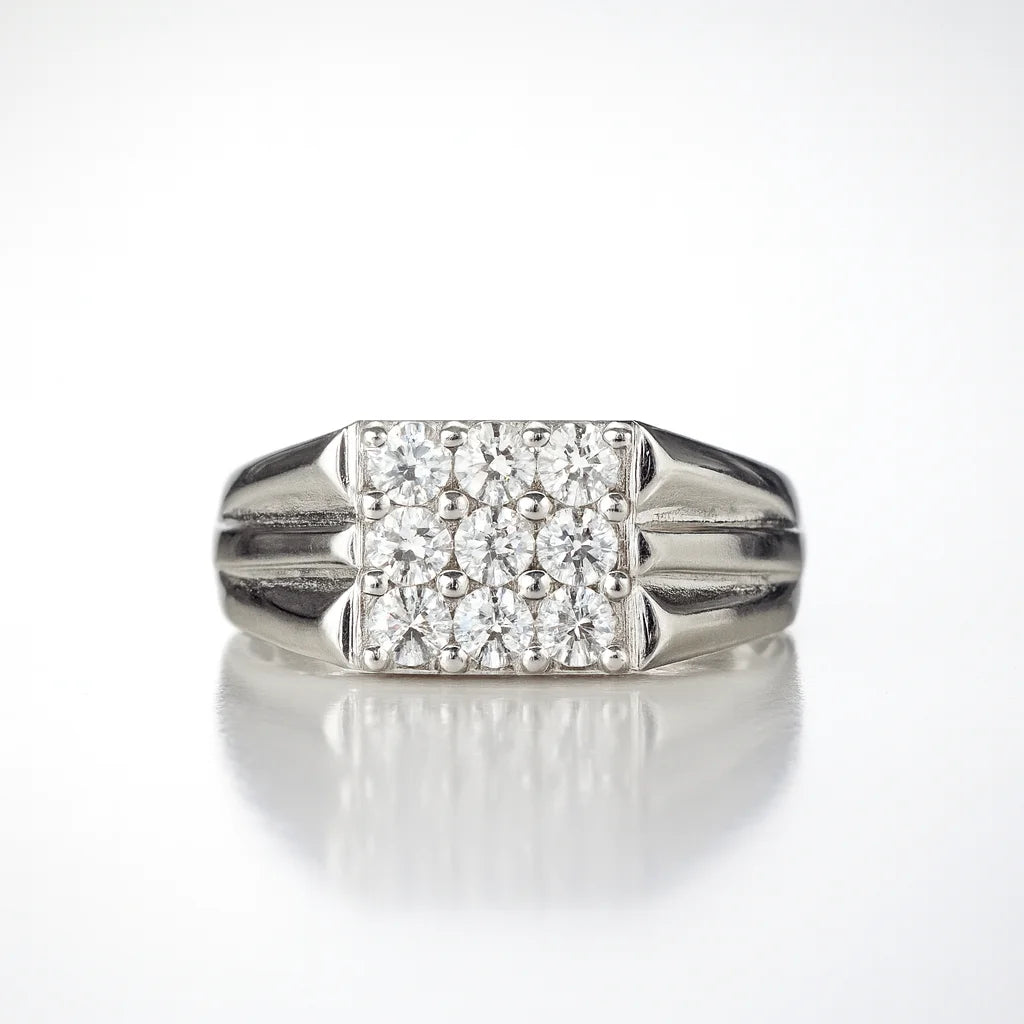 Crowned Horizon Blaze — 925 Silver Diamond Rings for Men Who Rise Unseen