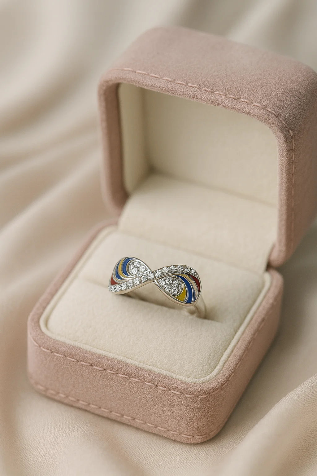 Prism Infinity Promise — 925 Silver Enamel Diamond Rings for Love in Full Color