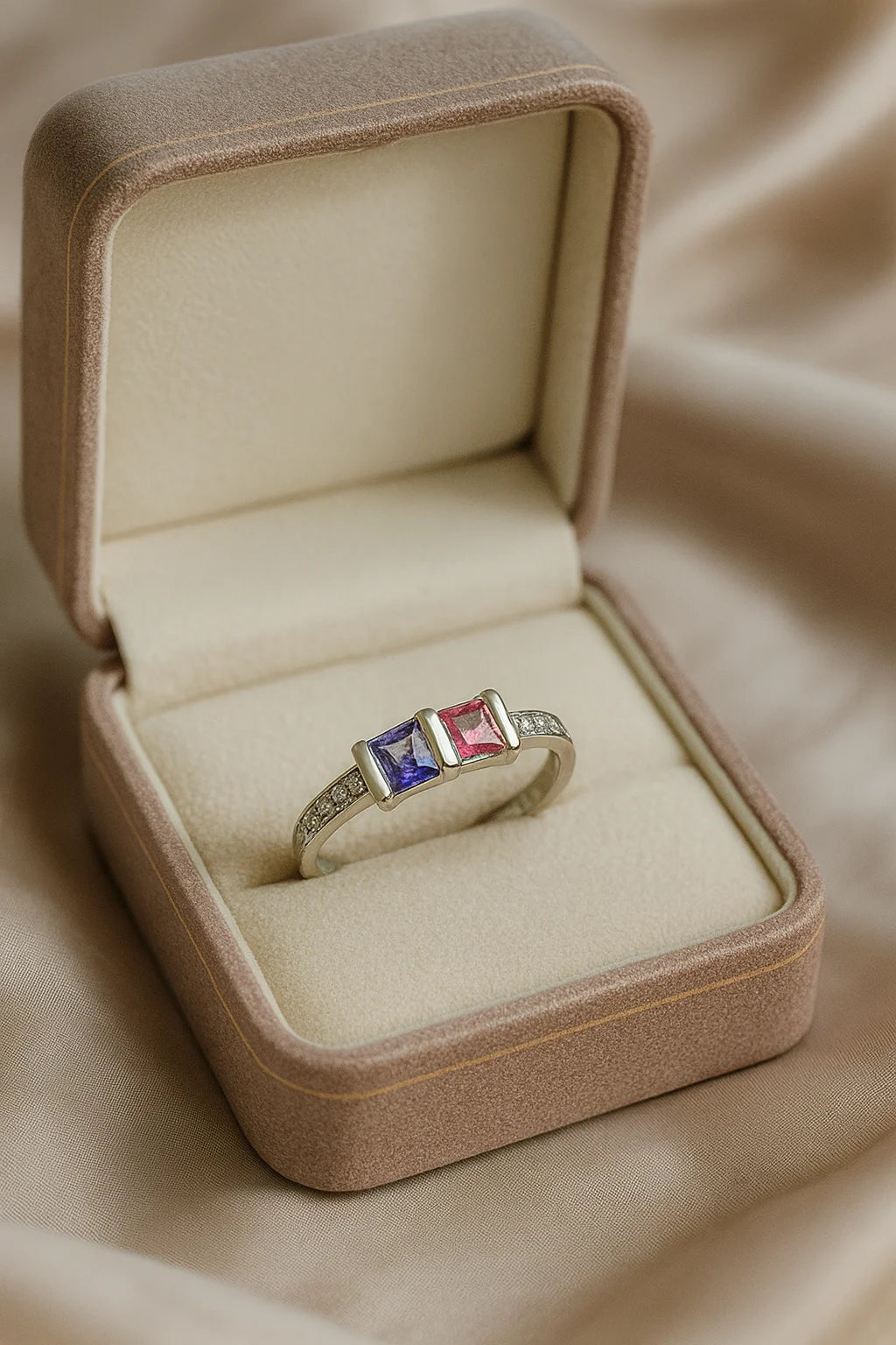 Dual Harmony — 925 Silver Ruby and Sapphire Rings for Eternal Balance