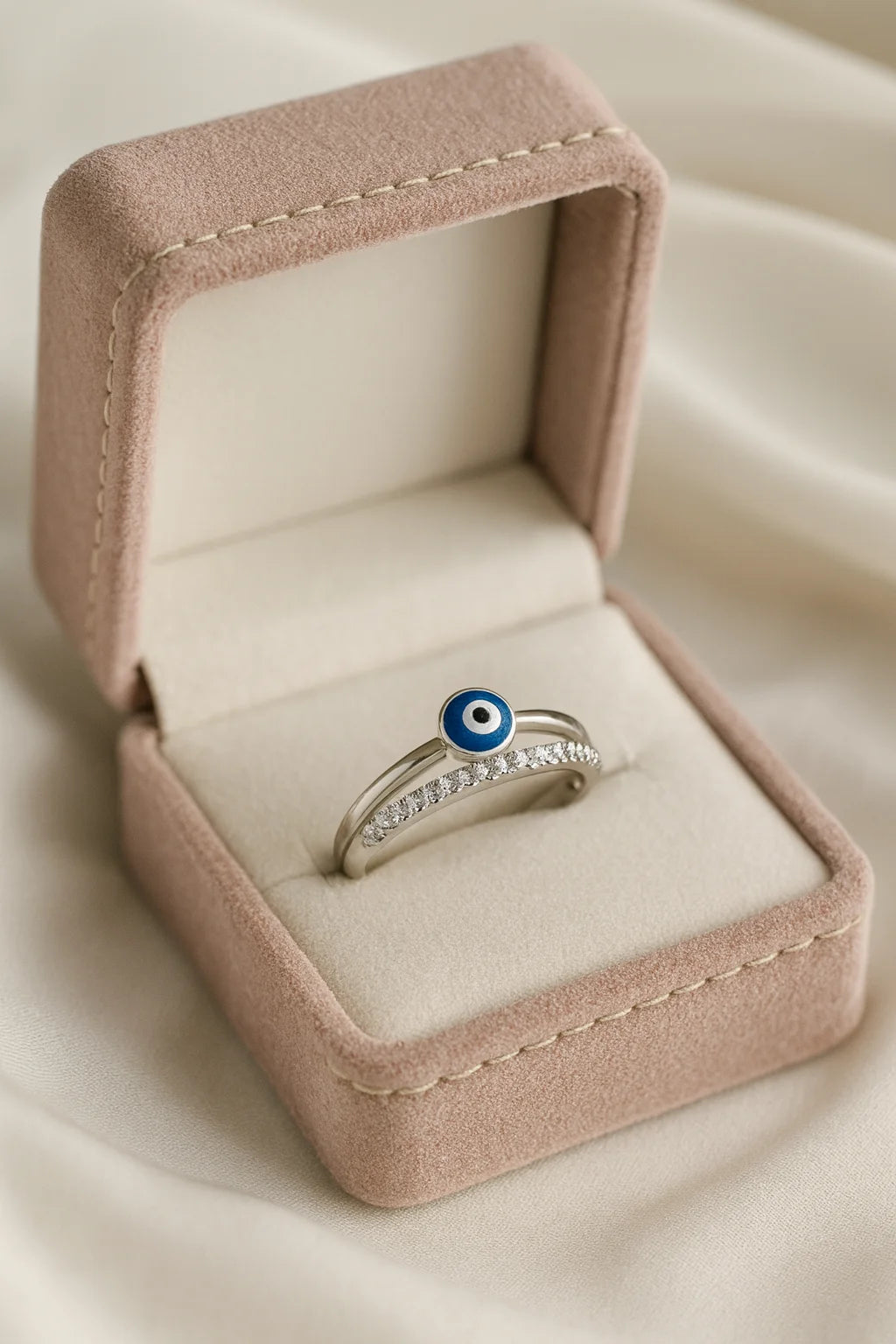 Enchanted Azure — 925 Silver Evil Eye Rings for Protective Elegance