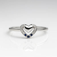 Moonlit Heartbeat Reverie — 925 Silver Sapphire Diamond Heart Rings for Quiet Souls