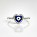 Enchanted Azure Heart — 925 Silver Evil Eye Rings for Protective Love