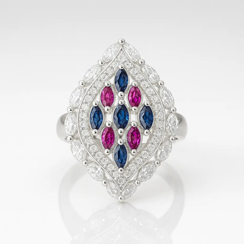 Enchanted Sapphire & Ruby — 925 Silver Rings for a Tale of Timeless Elegance