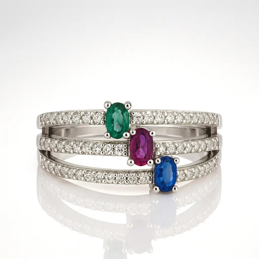 Enchanted Tricolor Symphony — 925 Silver Rings for a Vibrant Love Story