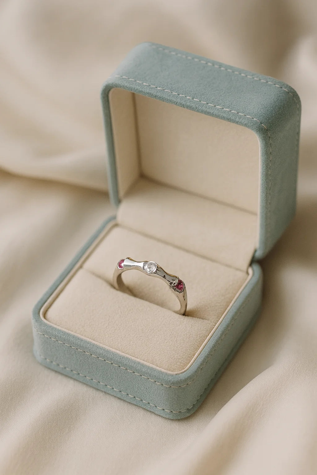 Radiant Harmony — 925 Silver Ruby and Diamond Rings for Perfect Unity