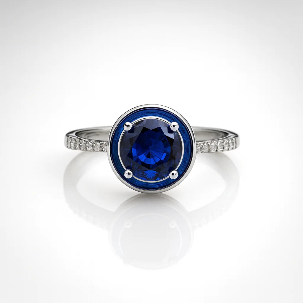 Starlit Tidal Sapphire — 925 Silver Diamond Sapphire Rings for Hearts That Brave the Deep