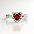 The Eternal Love Rings — 925 Silver Heart-Shaped Ruby with Diamond Halo for a Promise That Never Fades