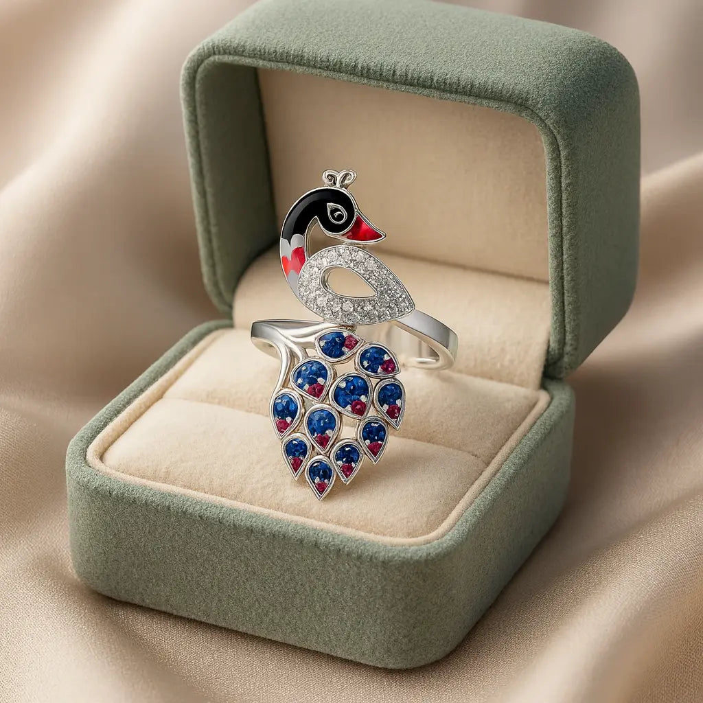 Peacock Elegance — 925 Silver Rings for a Dance of Colors