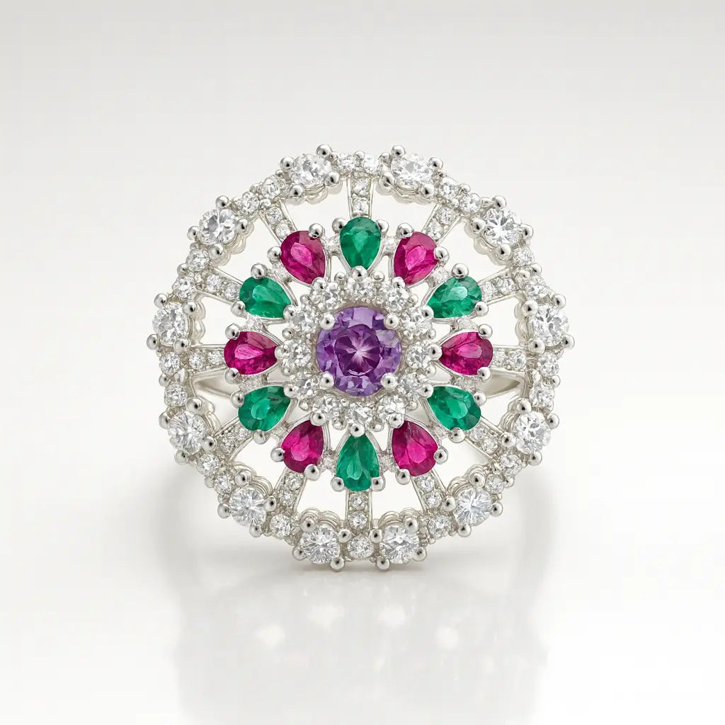 Majestic Kaleidoscope — 925 Silver Rings for Vibrant Elegance
