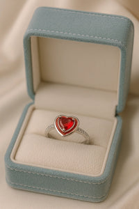 Crimson Heart Echo — 925 Silver Ruby Enamel Diamond Rings for Love That Never Fades