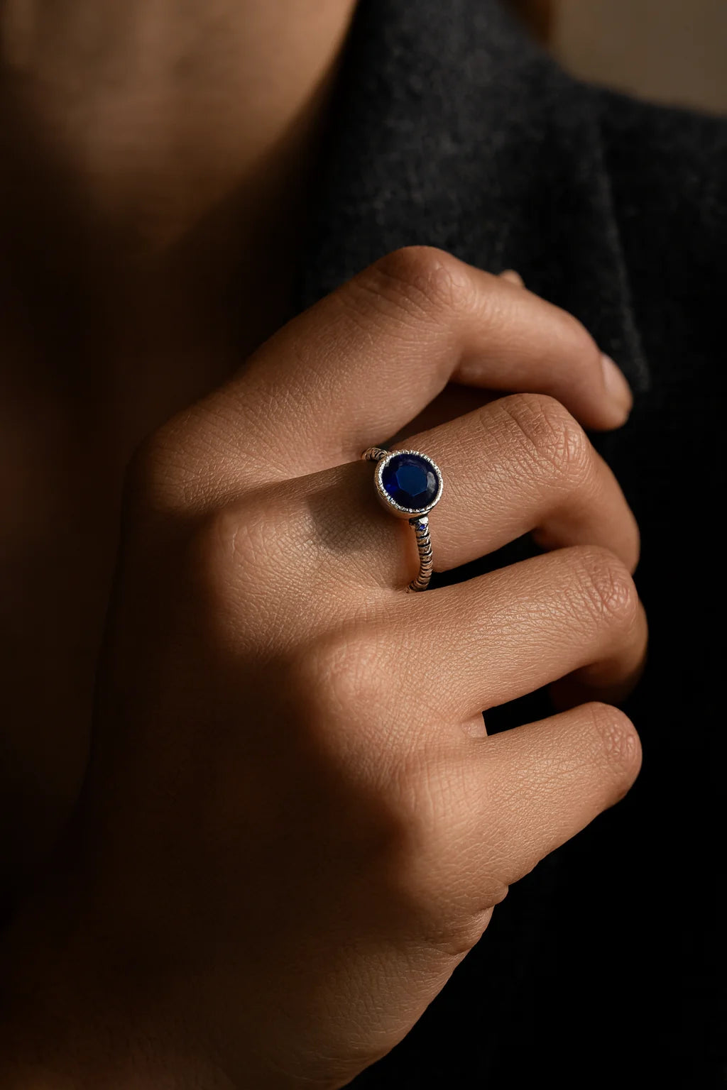 Ocean's Whisper — 925 Silver Rings with Sapphire Elegance