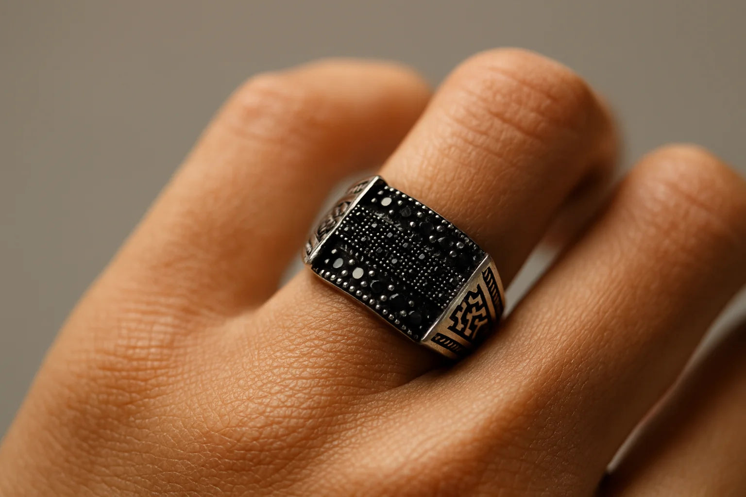 Nightshield Monarch — 925 Oxidised Silver Black Stone Rings for Quiet Authority