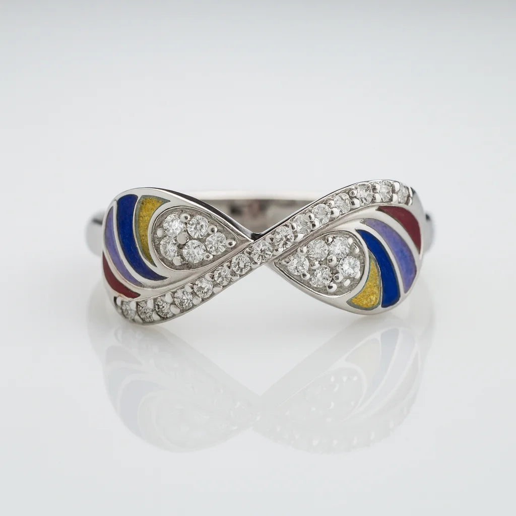 Prism Infinity Promise — 925 Silver Enamel Diamond Rings for Love in Full Color