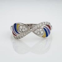 Prism Infinity Promise — 925 Silver Enamel Diamond Rings for Love in Full Color