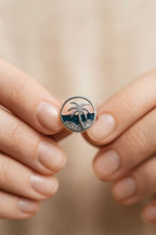 Beach Theme 925 Silver Earring – Palm Tree Ocean Studs for Women