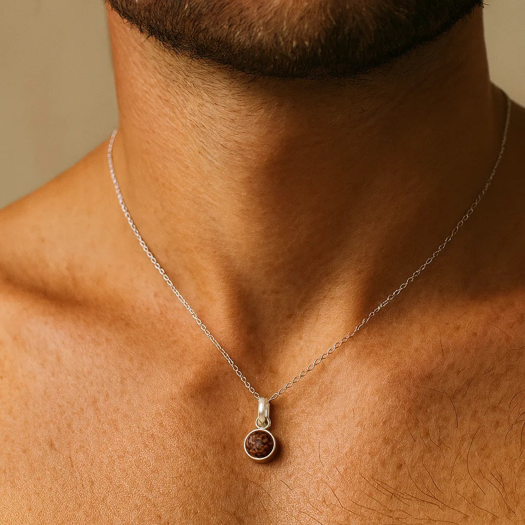 Natural Rudraksh in a Minimal Silver Luxe Shell