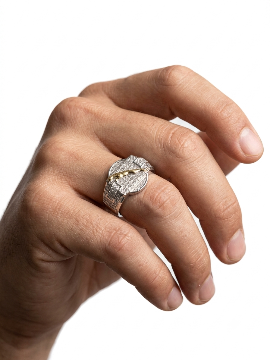925 silver Rings Leaping Panther Pave Statement Design
