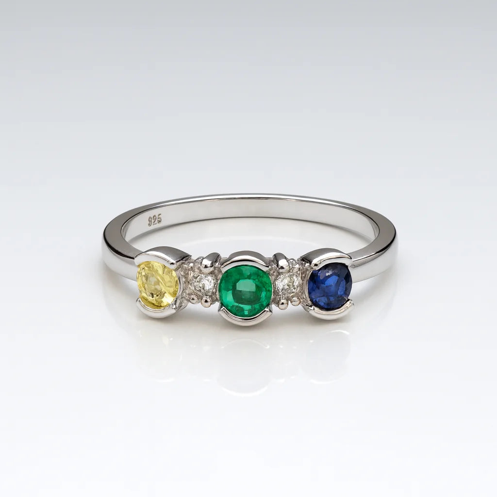 Rainbow Whisper — 925 Silver Multi-Gemstone Rings for Vibrant Harmony