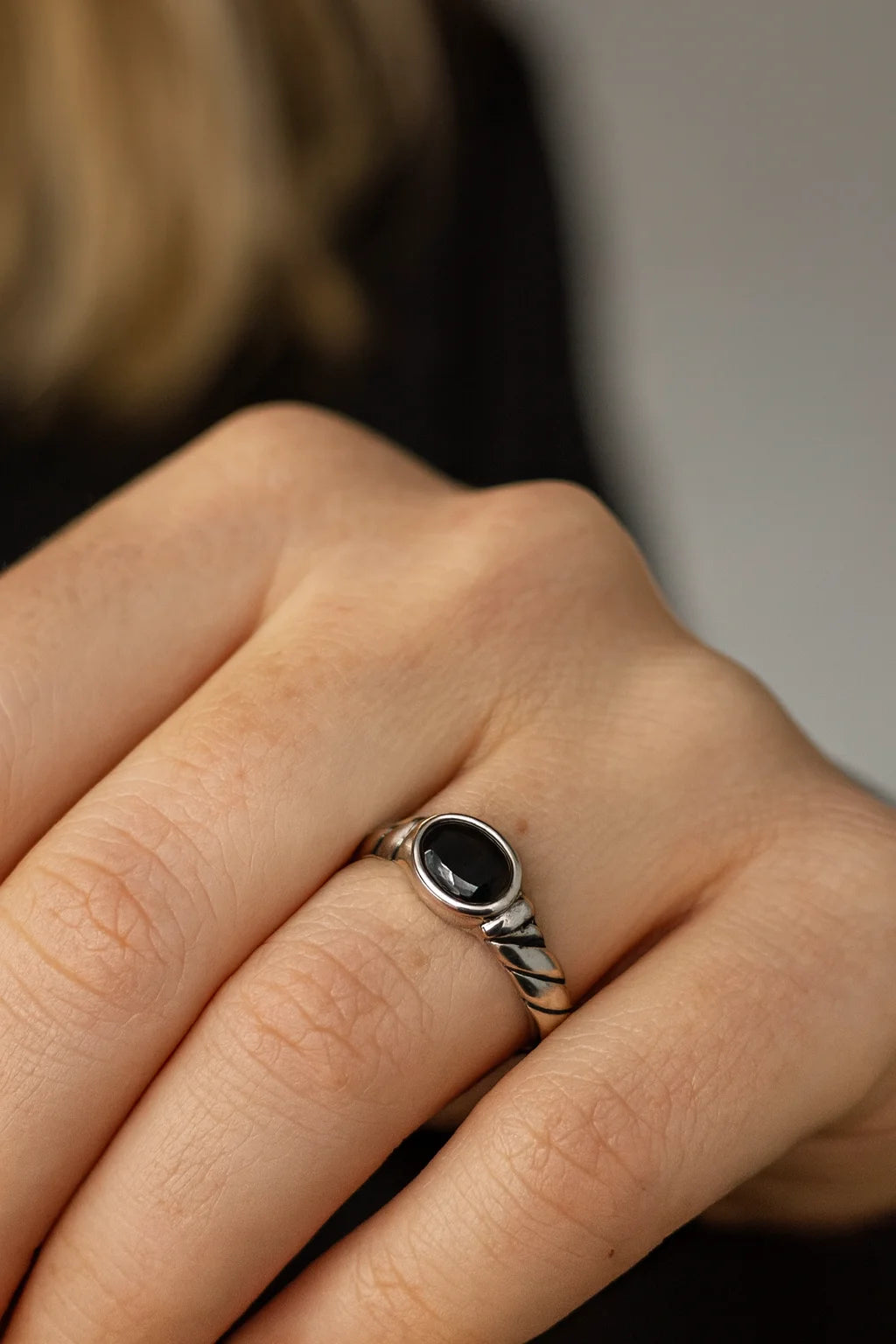 Midnight Enigma — 925 Silver Black Stone Rings for Mysterious Elegance